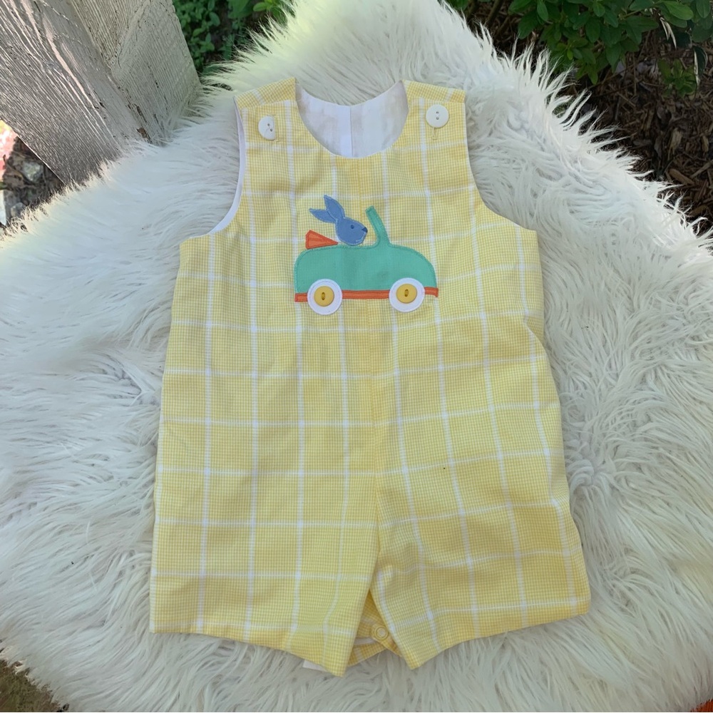 Mulberry St. Embroidered Bunny Easter/Spring Boys Overall 12M
